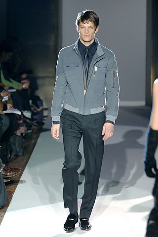 gray cotton long-sleeve collared fitted zippered jacket