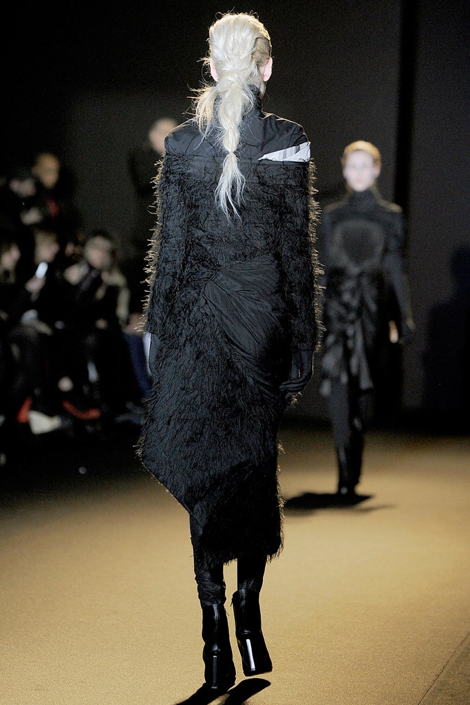 black silk long-sleeve dress