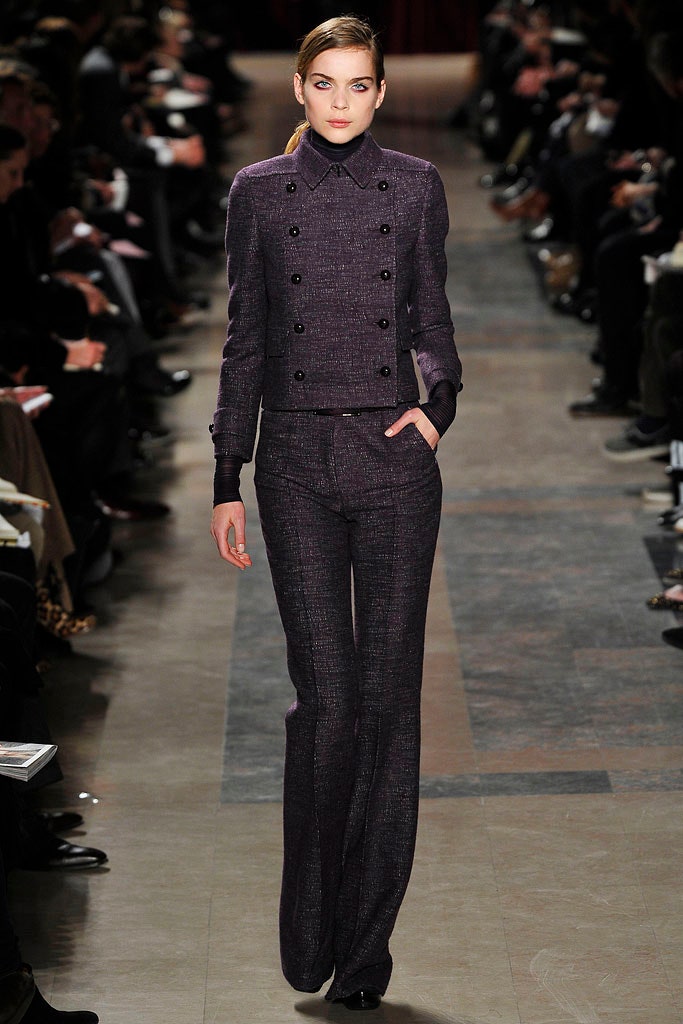 purple tweed long-sleeve collared tailored buttoned blazer