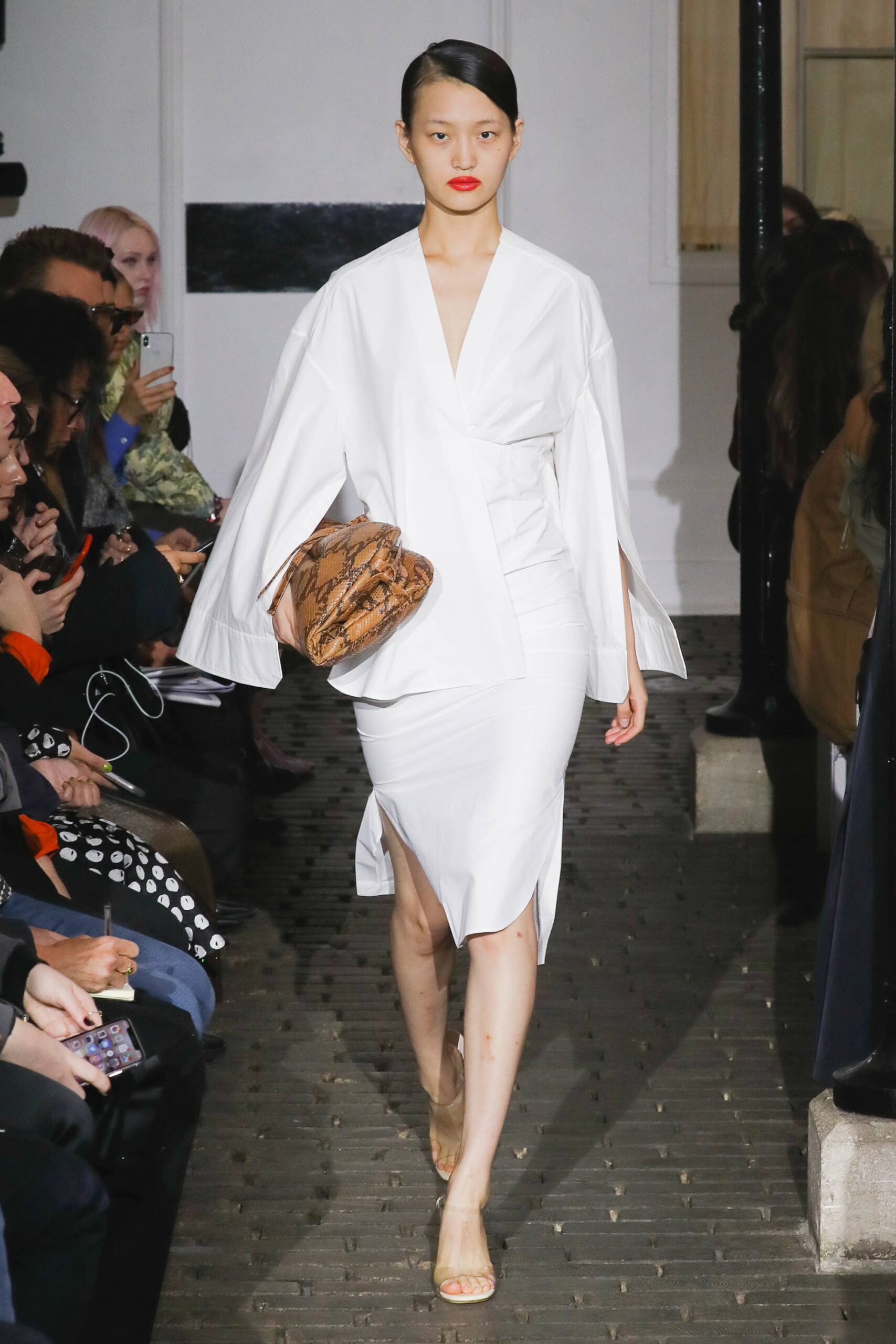 white fitted midi dress