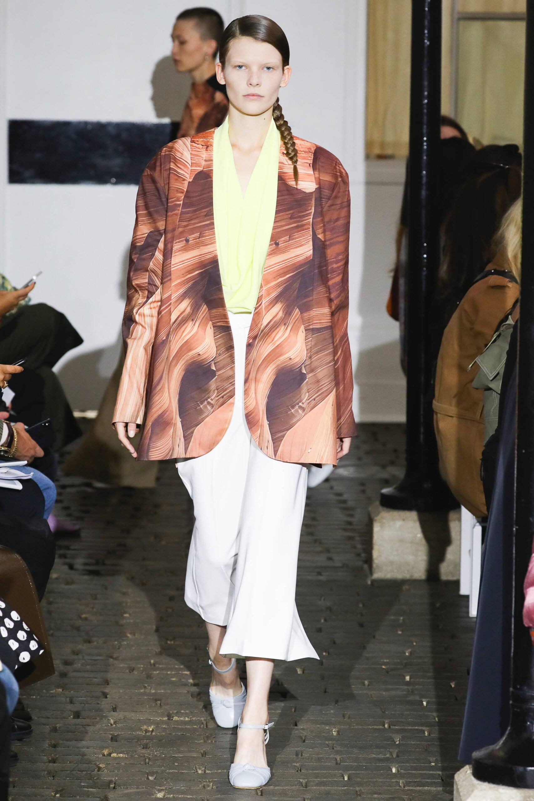 multi-colored relaxed blazer with yellow top