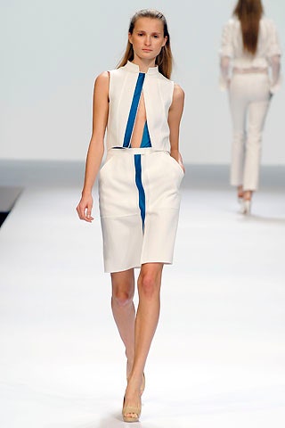 white fitted top and pencil skirt