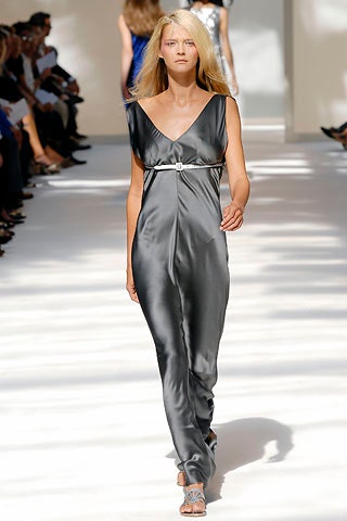 gray silk sleeveless dress