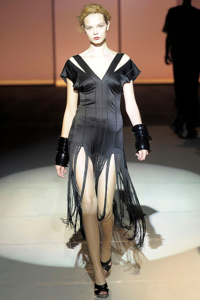 black silk fringed mini dress