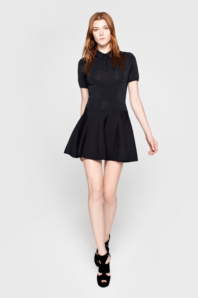 black fitted collared mini dress