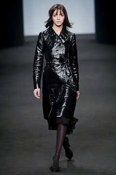 fitted black leather coat
