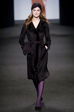 black silk fitted coat with hat