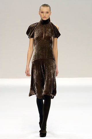 brown velvet fitted dress