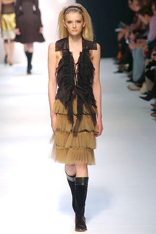 black and beige tiered dress