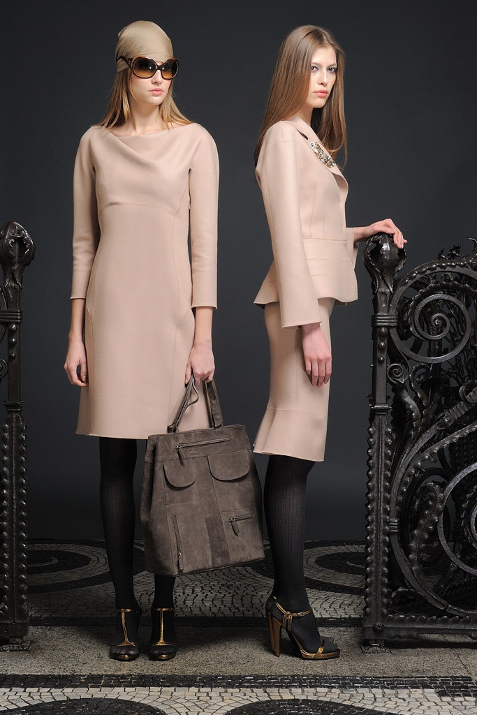beige cotton long-sleeve collared fitted straight-leg midi dress