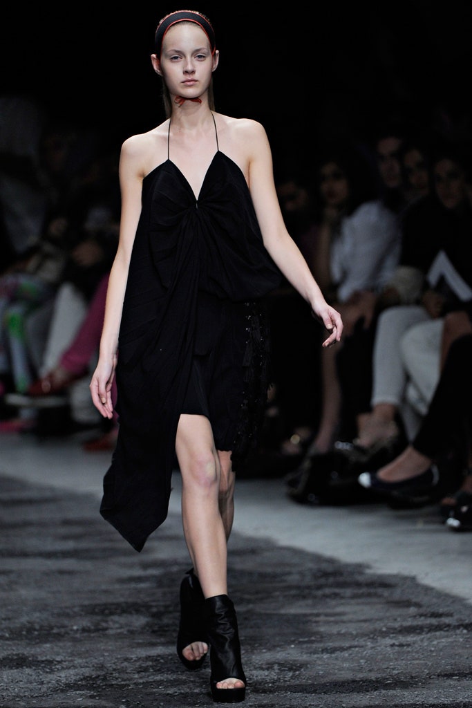 black silk sleeveless dress