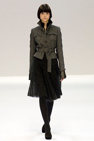 gray wool long-sleeve collared tailored belted jacket