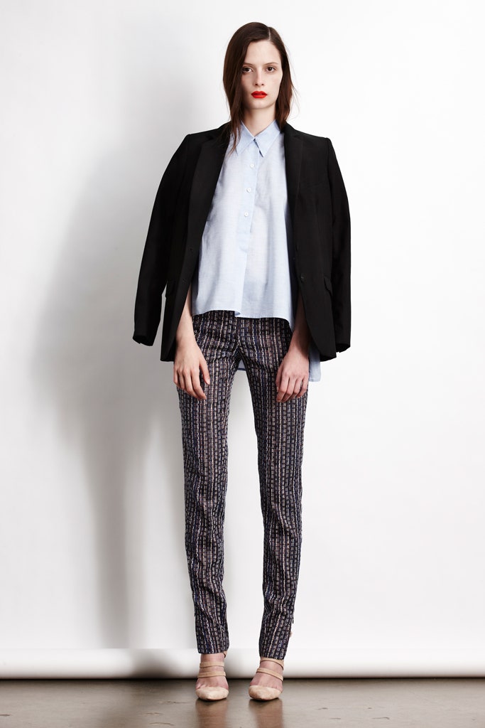 black blazer light blue shirt