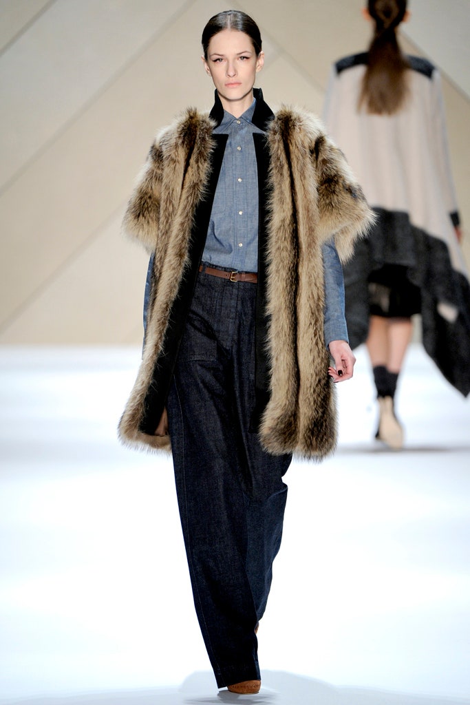 brown fur relaxed layered coat