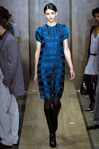 blue silk fitted dress