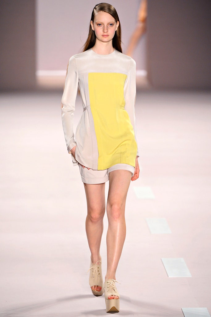 beige and yellow silk dress