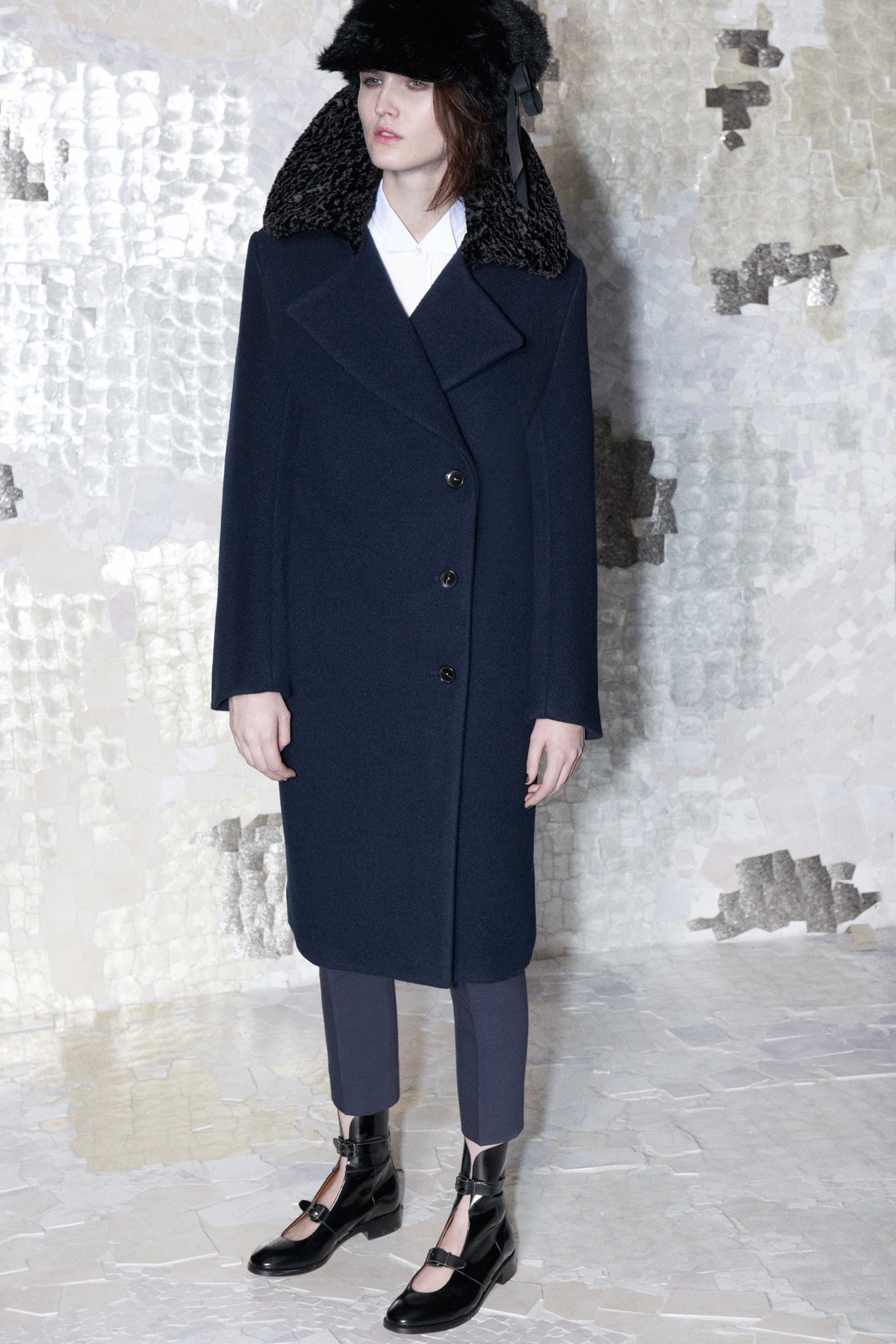 blue wool tailored coat
