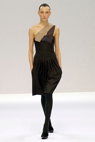 black and brown asymmetric dress