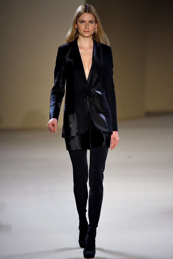 black silk fitted straight-leg pants