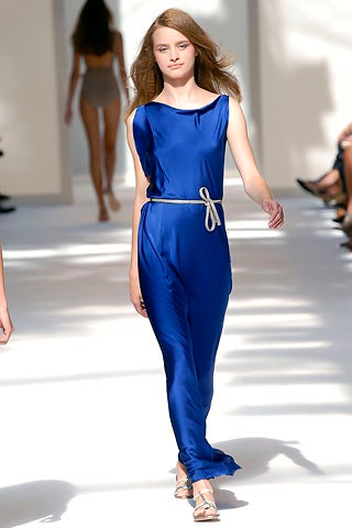 blue silk sleeveless dress