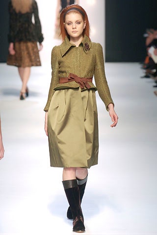 green pleated belted dress