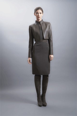 black leather fitted dress