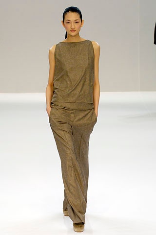 brown cotton sleeveless high-neck relaxed straight-leg top