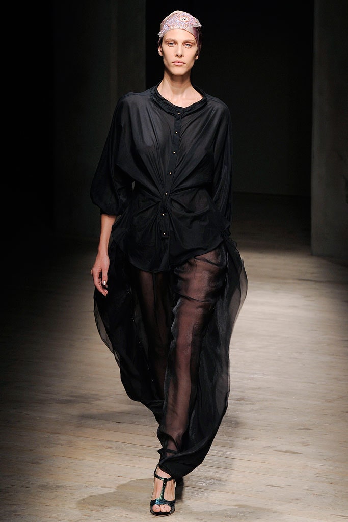 black chiffon sleeveless fitted sheer flowing pants