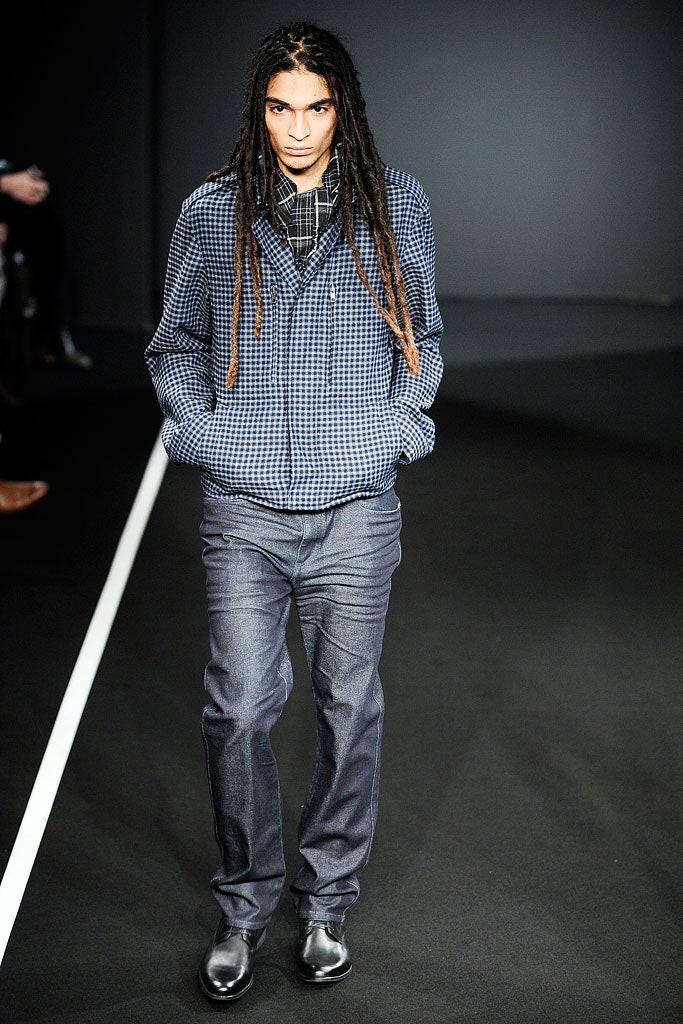 blue cotton long-sleeve collared relaxed checked jacket