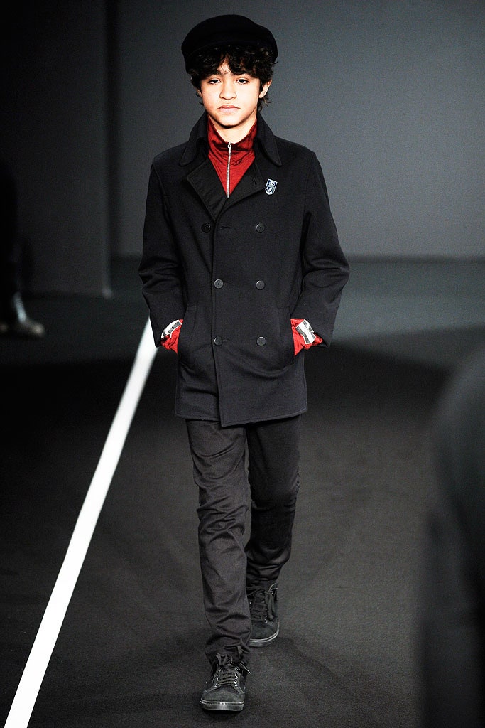 black wool long-sleeve double-breasted fitted buttoned coat