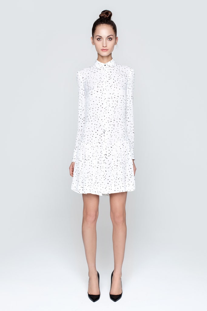 white pleated mini dress