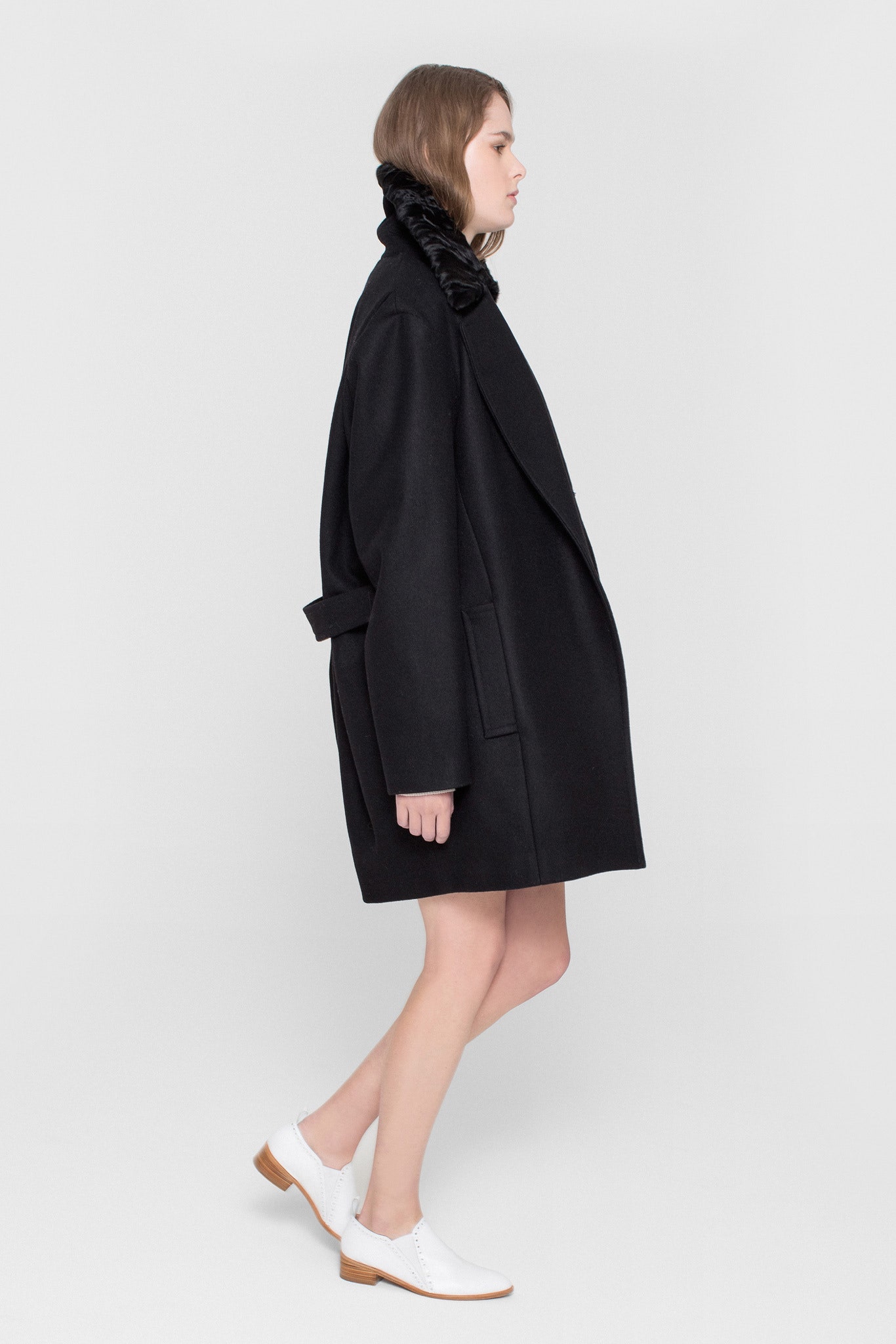 oversized black wool coat