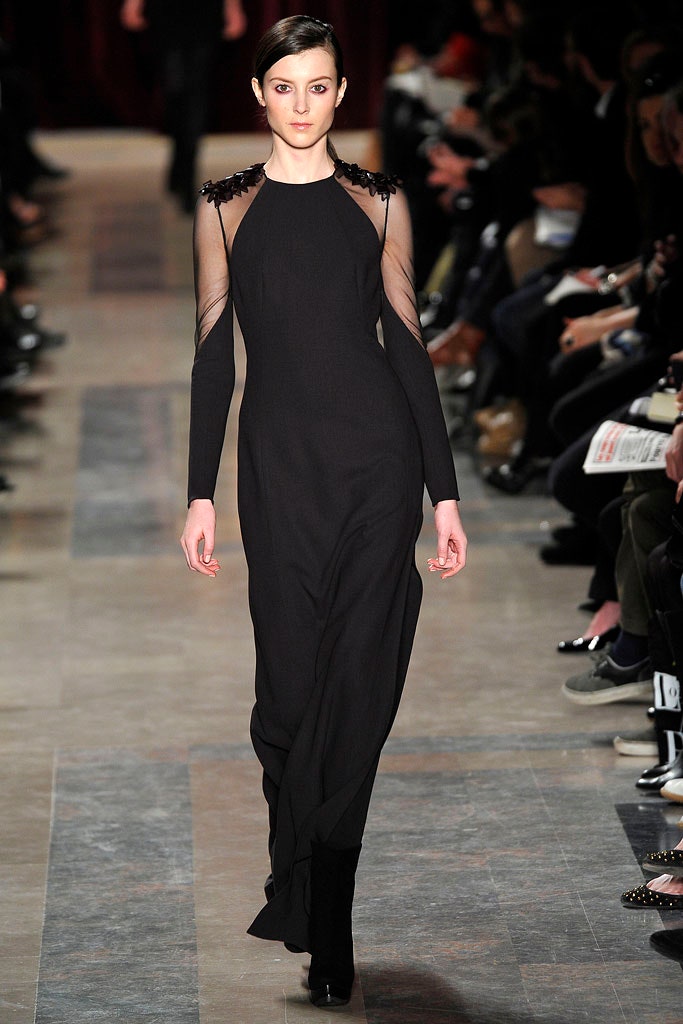 black silk fitted gown