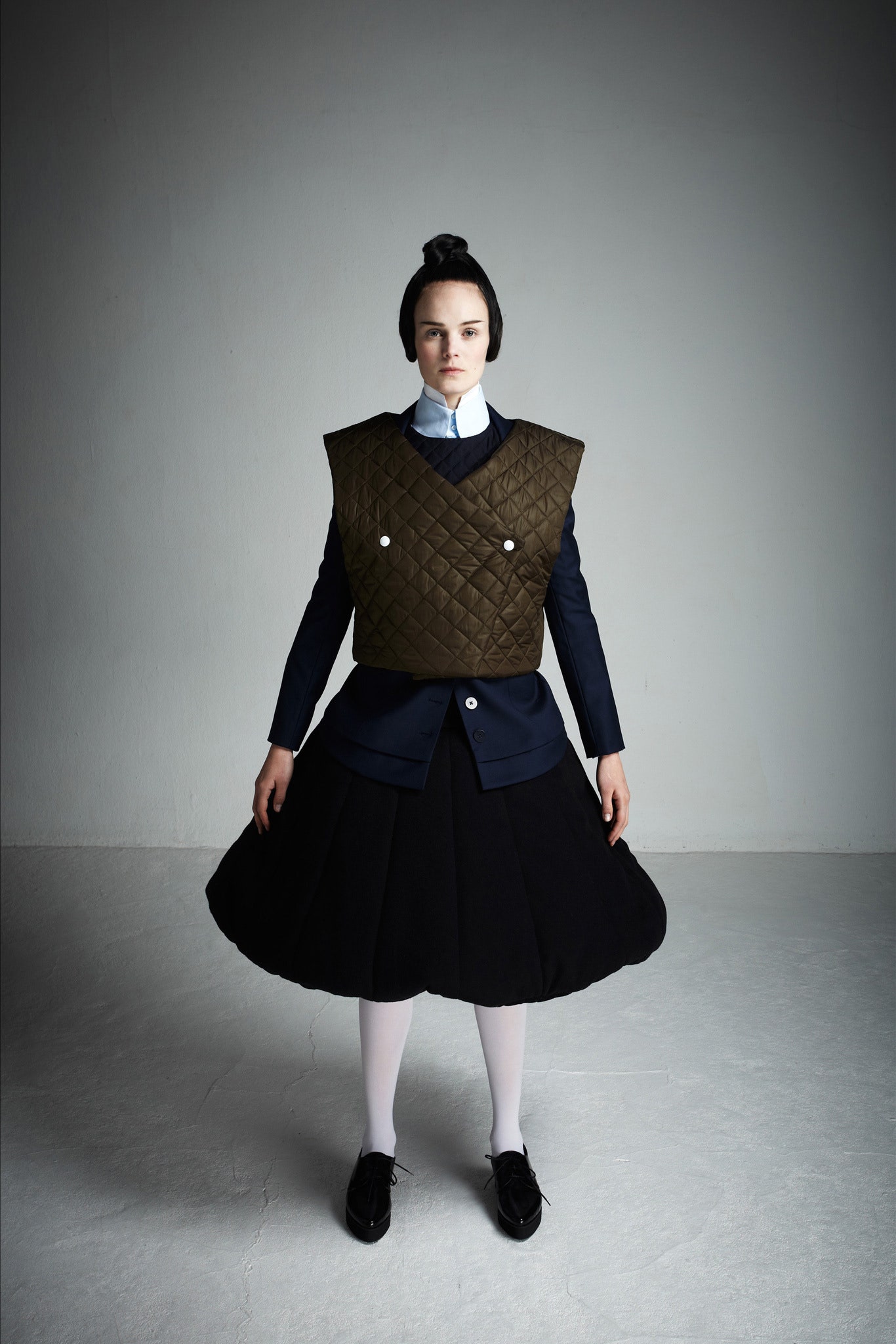 navy blazer with quilted vest