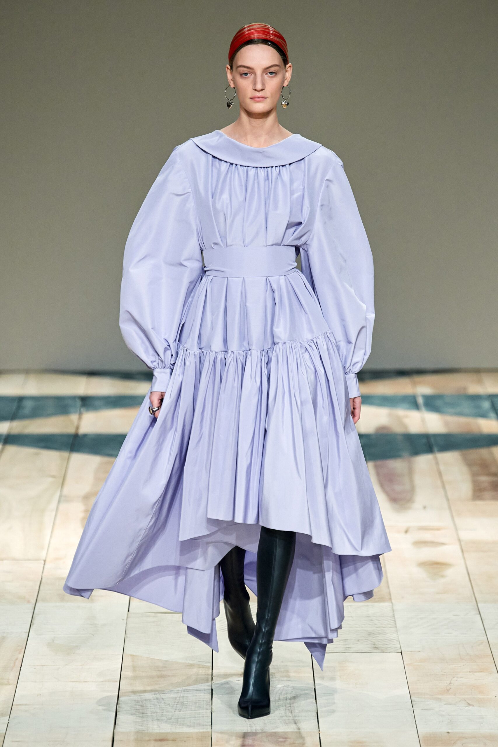 lavender cotton long-sleeve dress