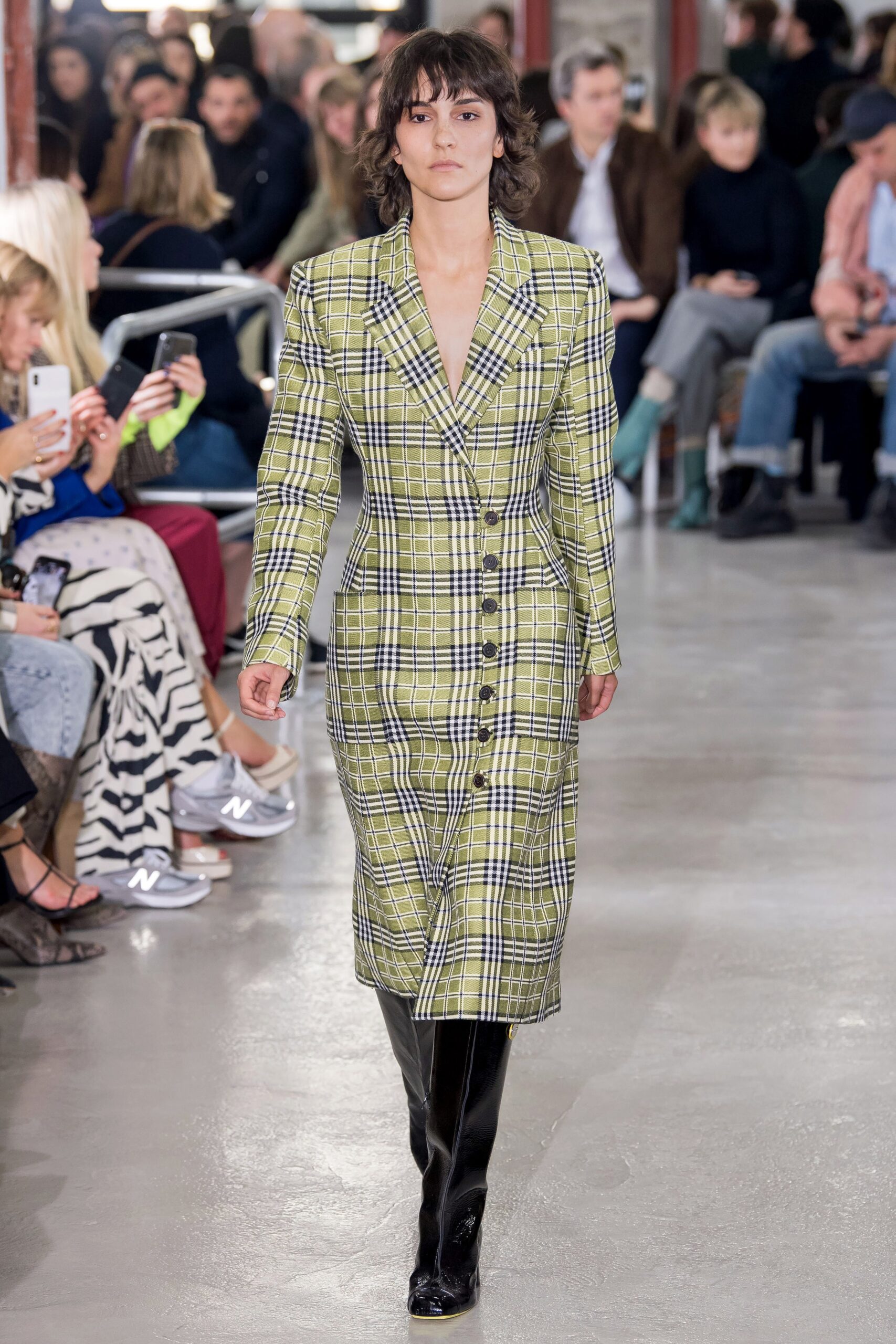green checked midi dress