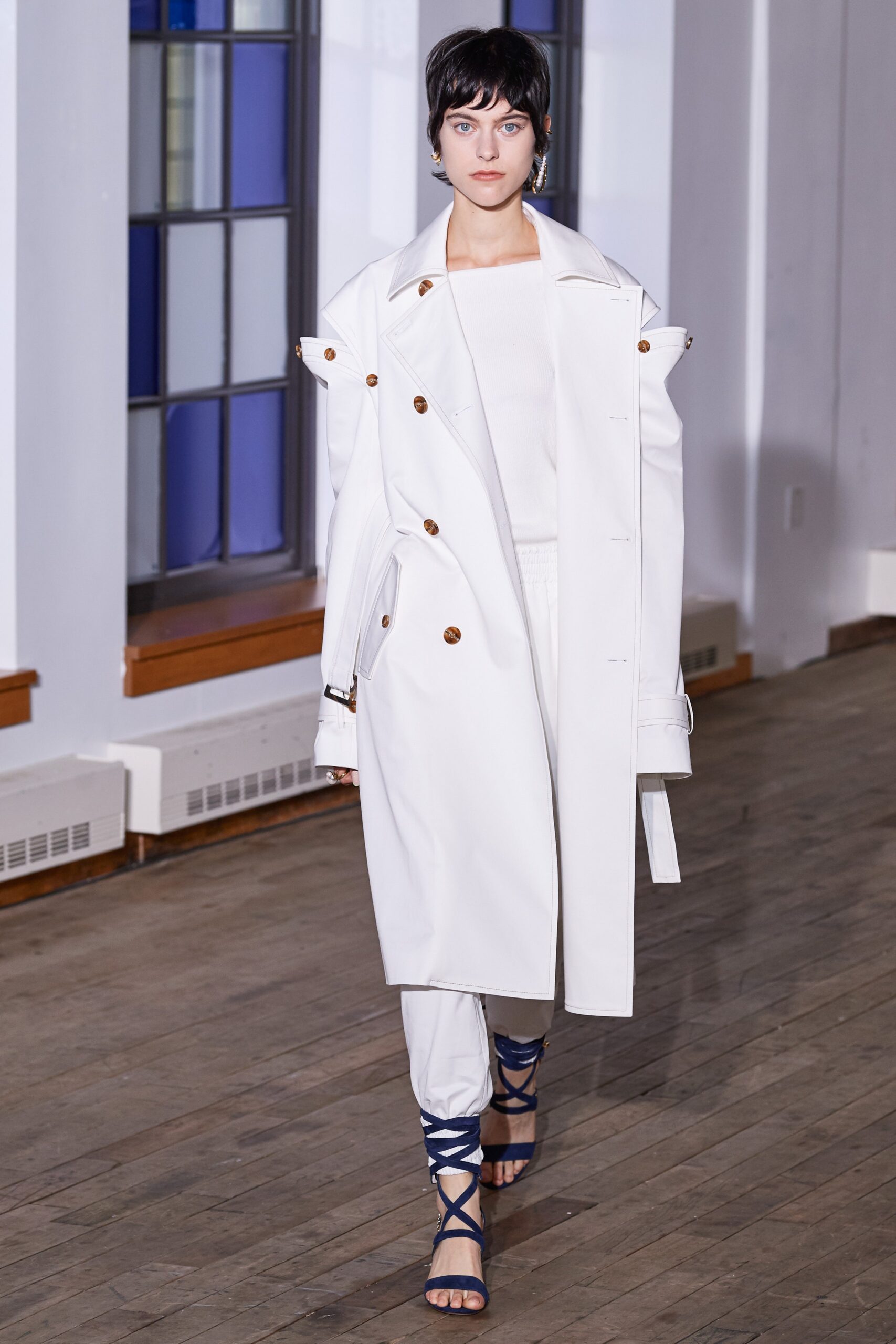 white trench coat with fitted top
