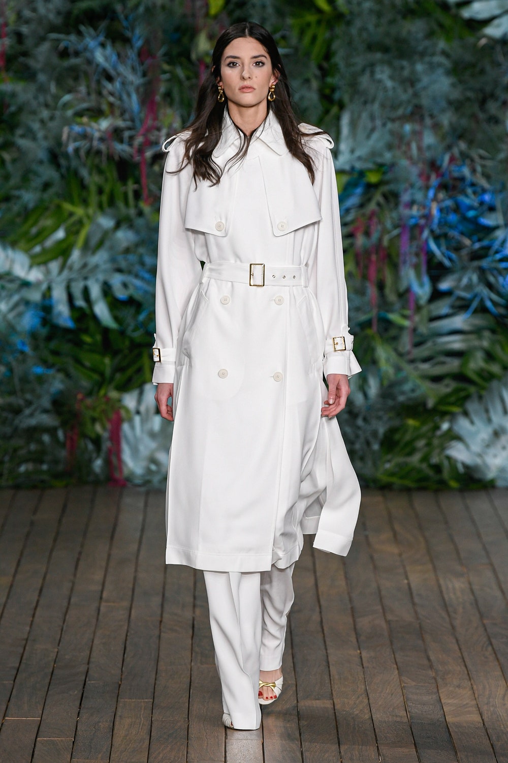 white belted trench coat