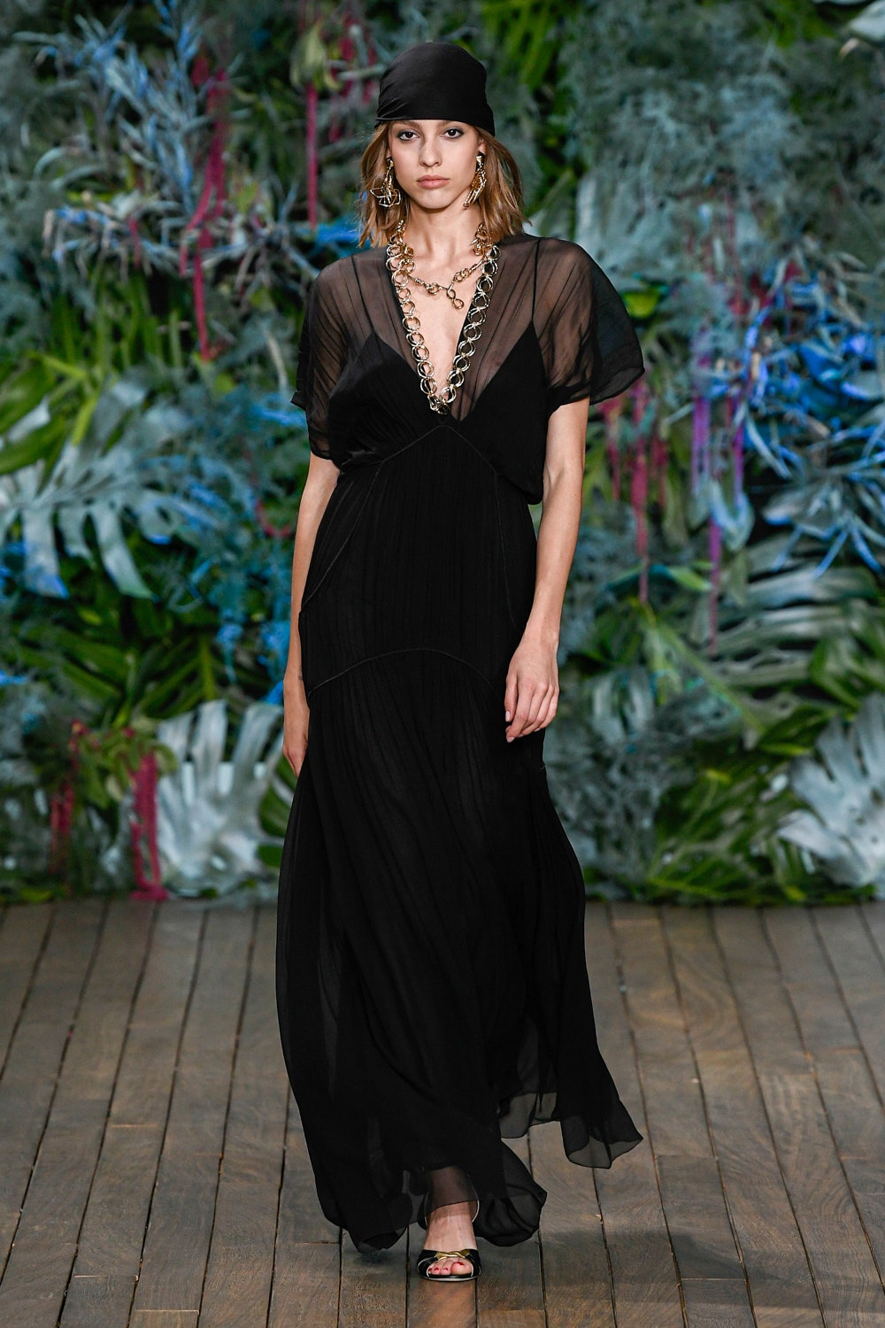 black silk pleated maxi dress