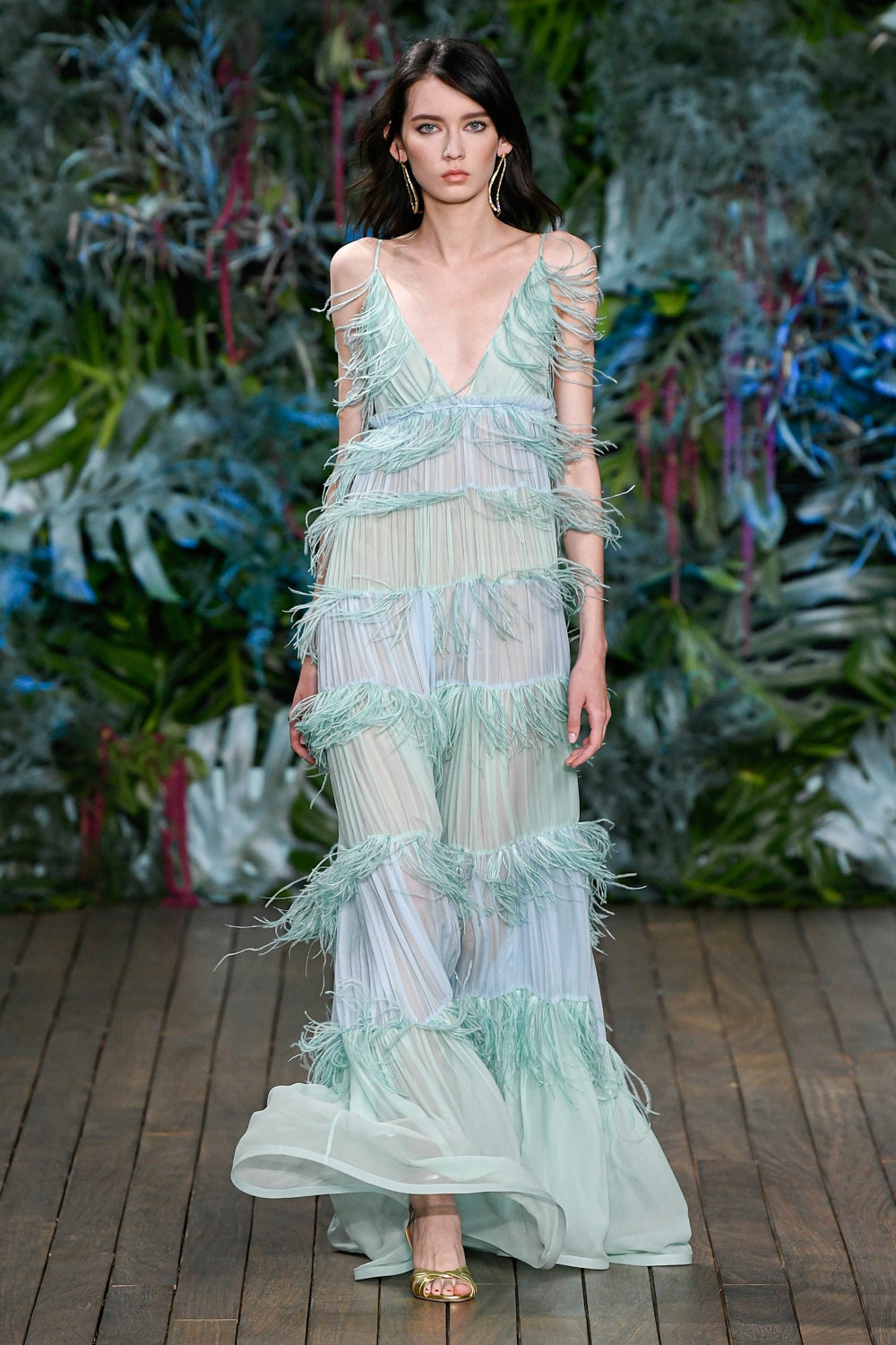 mint chiffon sleeveless gown