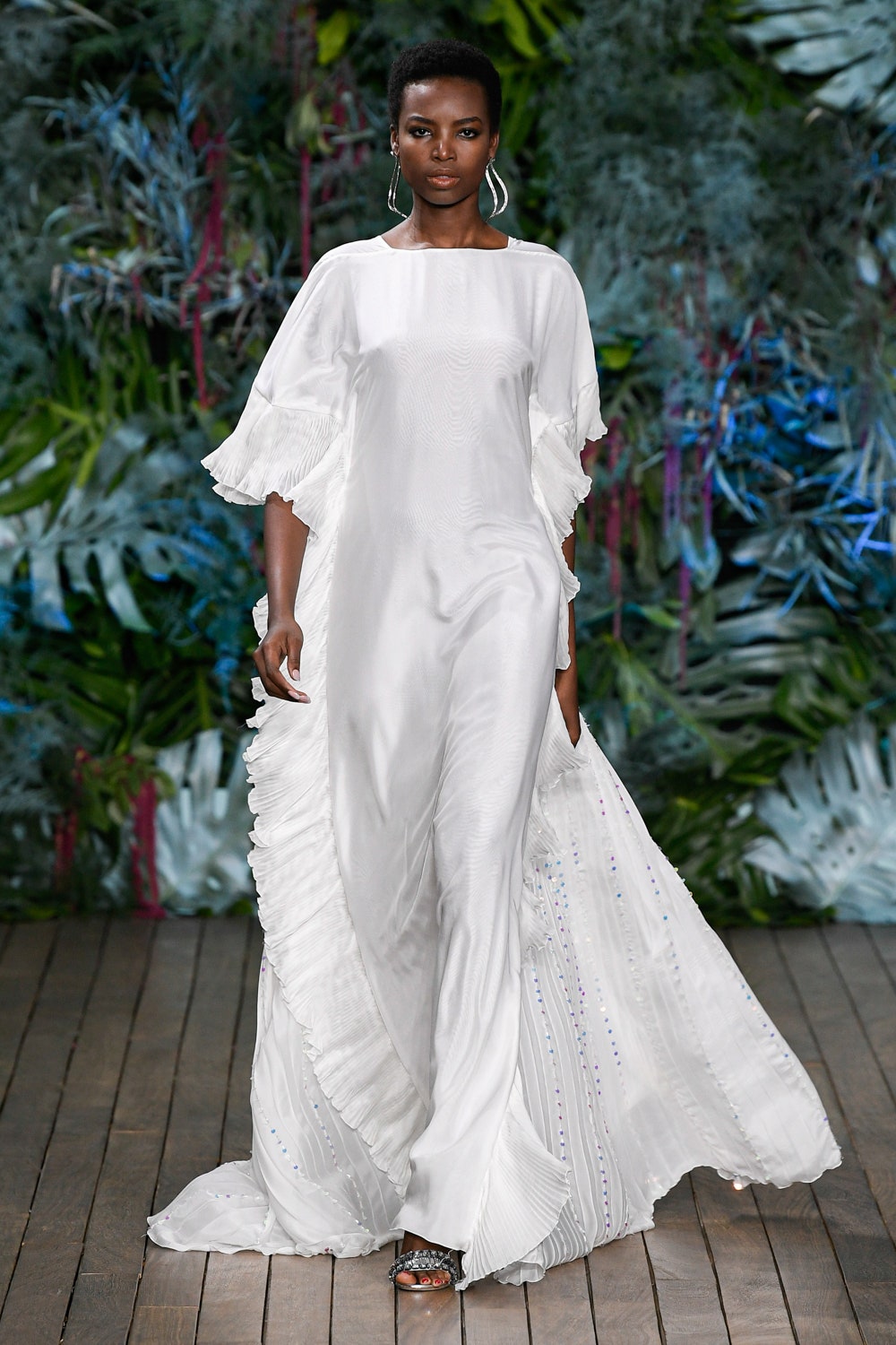 white silk relaxed gown