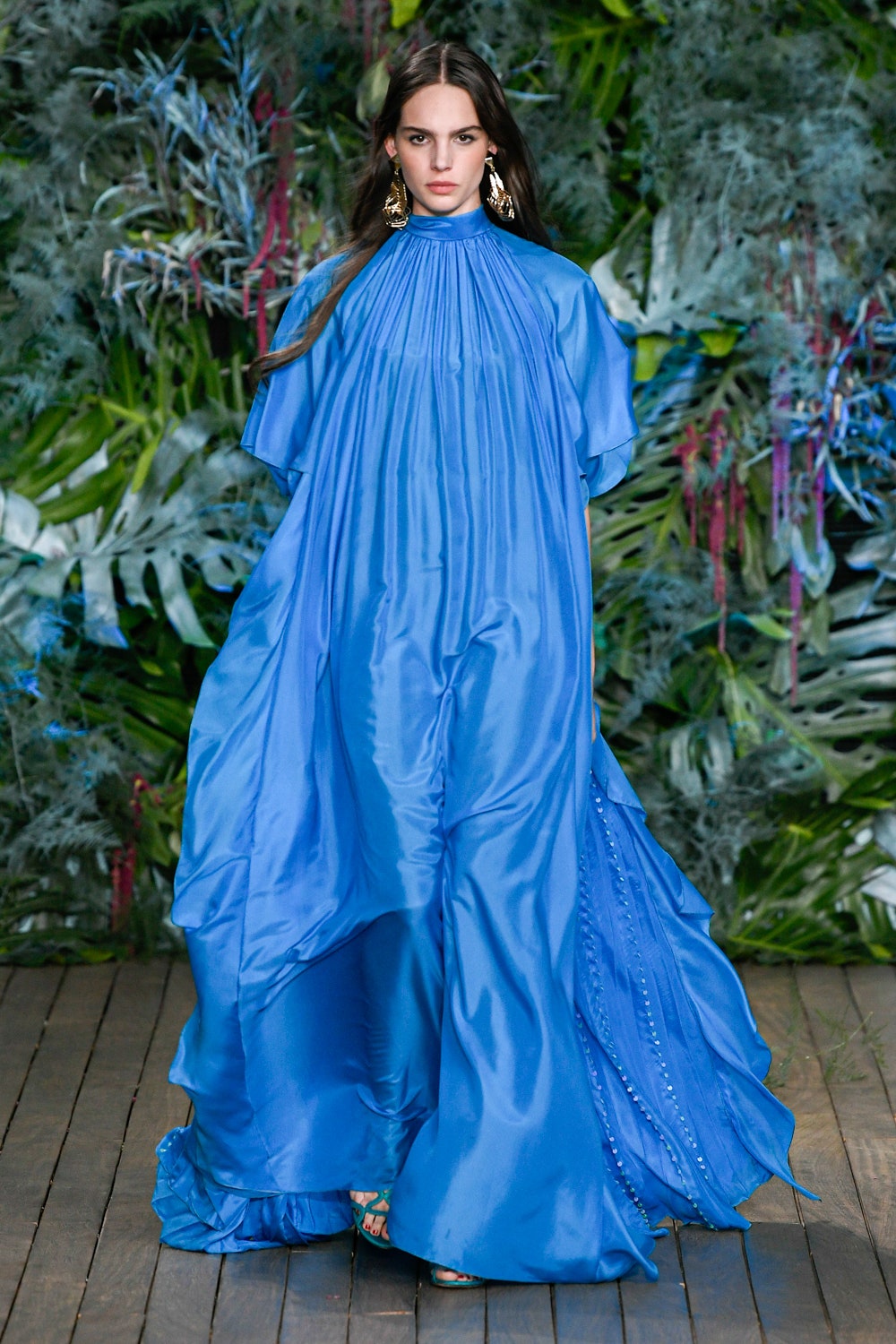 blue silk relaxed gown