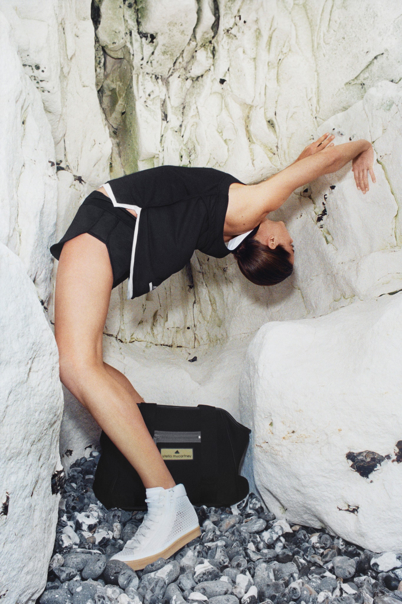black fitted top and shorts
