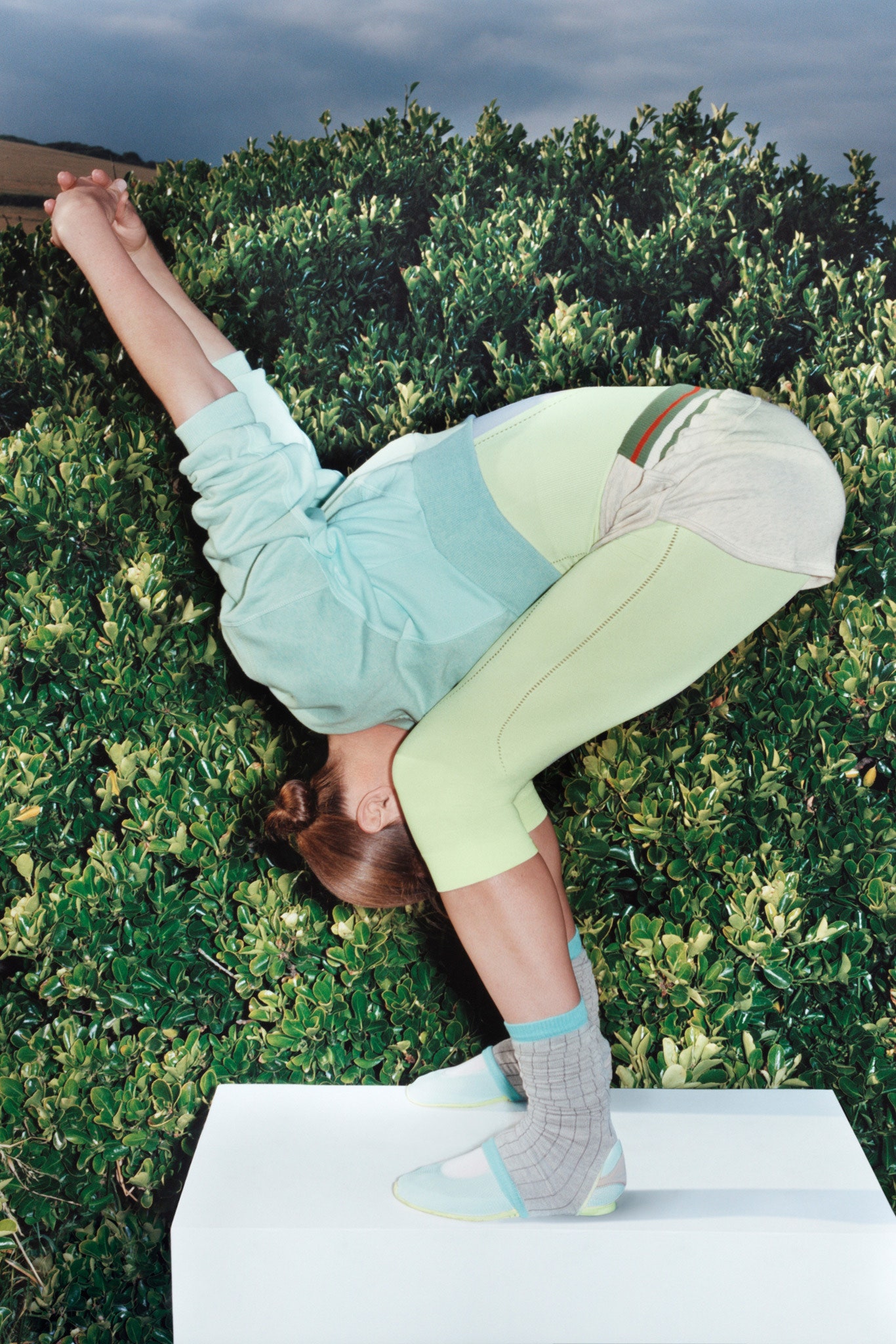 blue green fitted athletic outfit