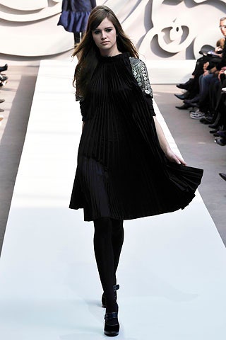 black silk pleated dress