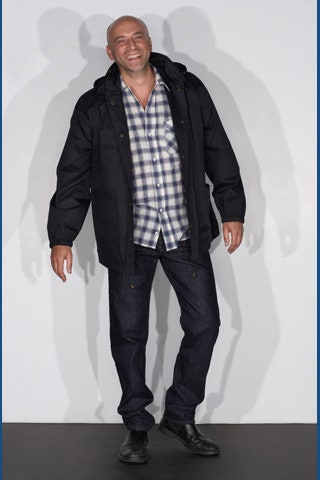 black jacket with checked shirt
