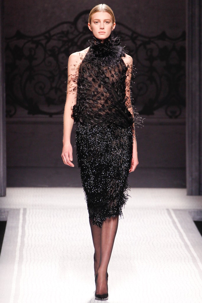 black silk feathered midi dress