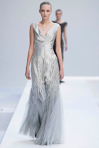 silver silk tulle gown