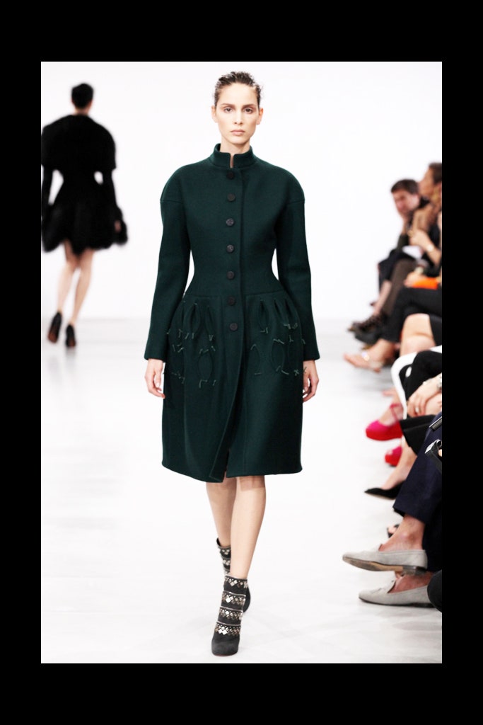 fitted green wool coat