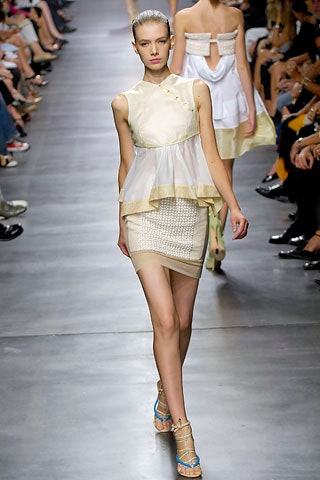 white silk sleeveless high-neck fitted layered pleated dress